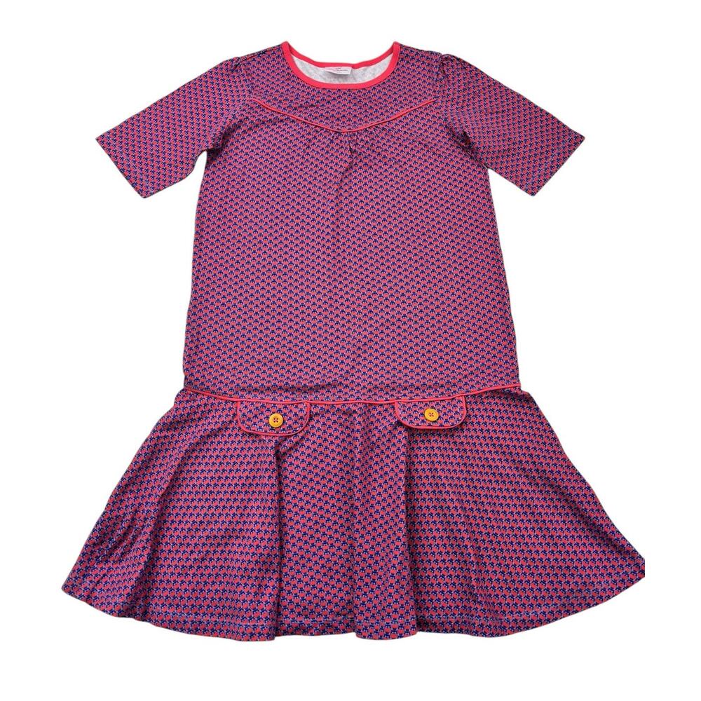 Hanna Andersson Girls 150 Owl Print Drop Waist‎ Dress US Size 12 NWT